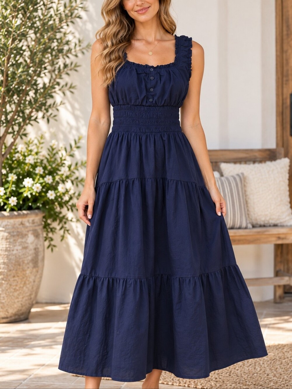 Universal Thread Navy Tiered Maxi Dress – Size M – NWT